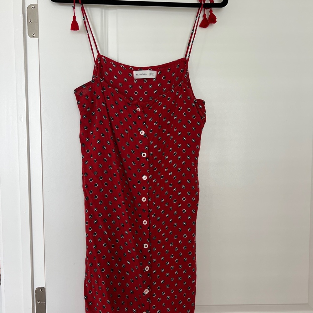 Faithfull brand dress. Top button cracked but can be easily fixed